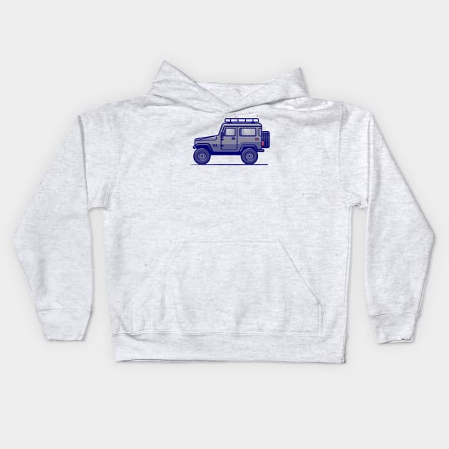 Off Road Car Cartoon Vector Icon Illustration Kids Hoodie by Catalyst Labs